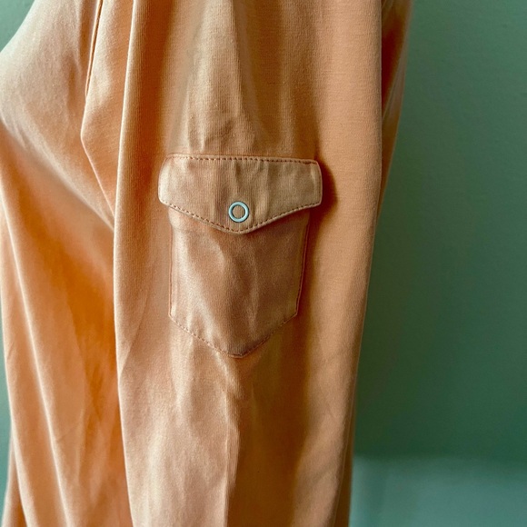 Karen Scott Peach Polo Top with Cream Collar - Picture 5 of 9